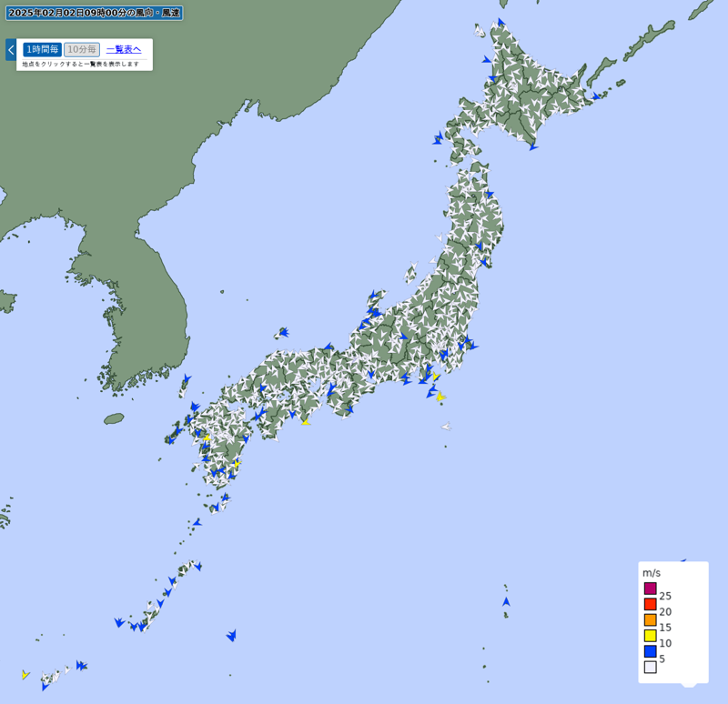 アメダス(風向・風速)