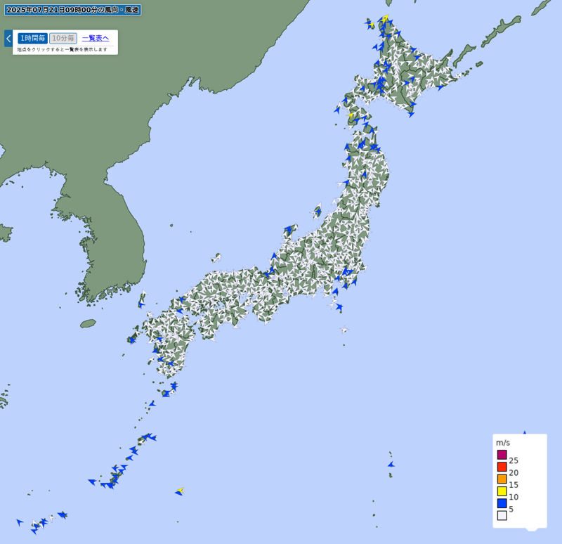 アメダス(風向・風速)